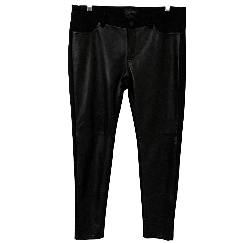 Danier Black Pants with Front Leather Panels Size 12